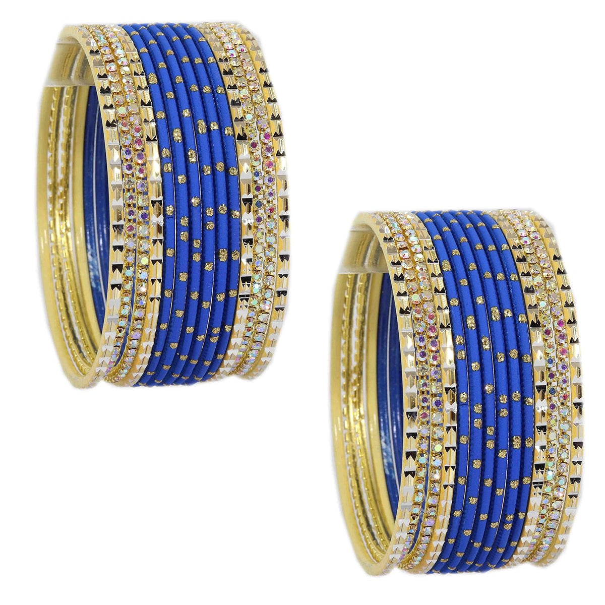 NMII Non-Precious Metal with Base Metal and Studded with Rainbow Zircon Gemstone Glossy Finished Traditional Bangle set for Women and Girls