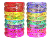 NMII Multi Colour Glass with Flower Print Kada Bangles Combo Set For Women and Girls | Fancy Glass Bangles Bracelet | Stylish Women's Kangan | Plain Simple Kada- Set of 16