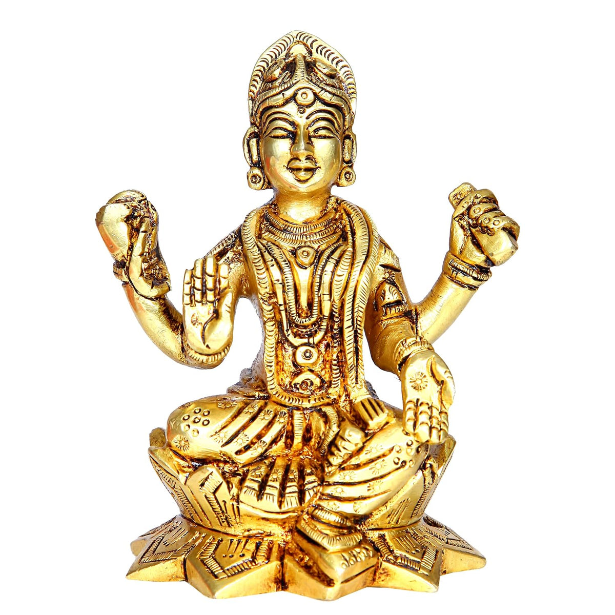 Aalayam Selveer Balambigai Statue| Bala Tripura Sundari Idol | Balambika Idol Brass 10cm Height Brass Gold Colour 1 Piece