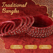 NMII Stylish Glass Bangles Set with Golden Diamond Stone & Sitara Beads Design For Women & Girls | Designer Women's Glass Bangles | Traditional Chudi Set | Girl's Bangles Fashion Jewellery- Set of 12