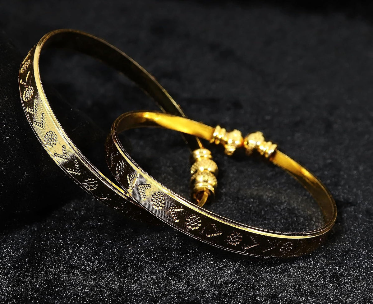 NMII Brass with Gold Plating Bangle Bracelet Set (Pack of 2)
