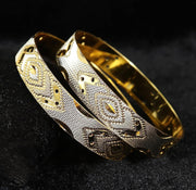 NMII Brass Gold Plated Bangles Set For Women's & Girls (Pack of 2)