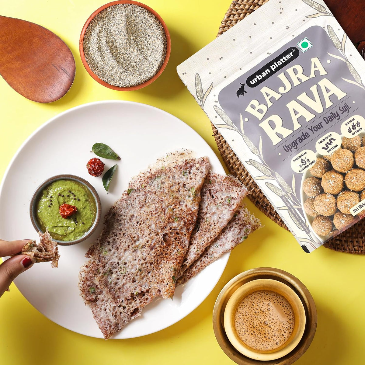 Urban Platter Bajra Rava, 500g (Naturally Gluten-Free | Source of Protein & Fibre | A Smart Swap for Regular Sooji | Perfect for Upma, Khichdi, Porridge, Halwa, Laddoos & More)