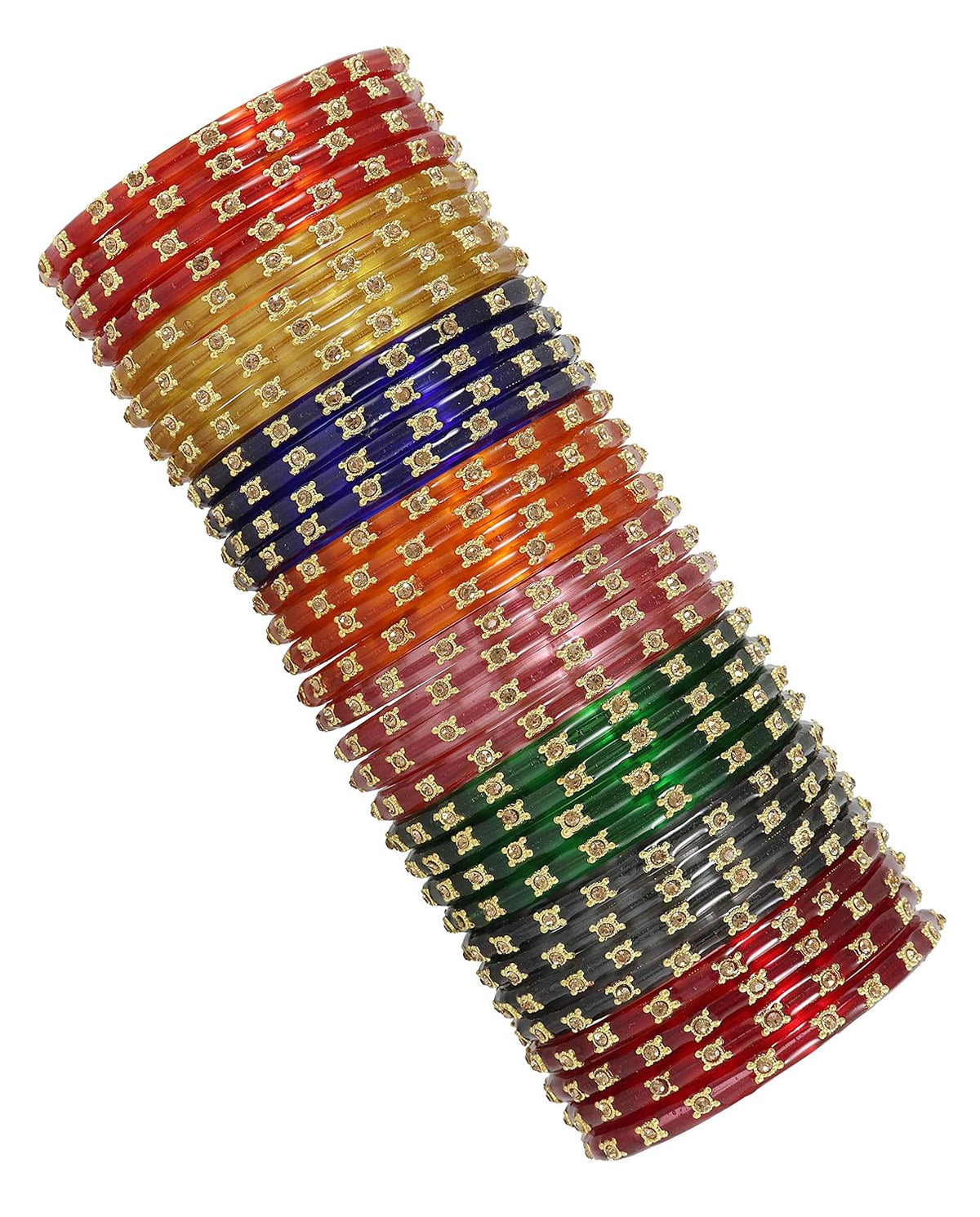 NMII Colourful Women's Bangles Set Studded with Zircon Gemstone & Beads | Daily use, Wedding, Party, Office | Bangles For Women Traditional | Girls fashion Jewellery