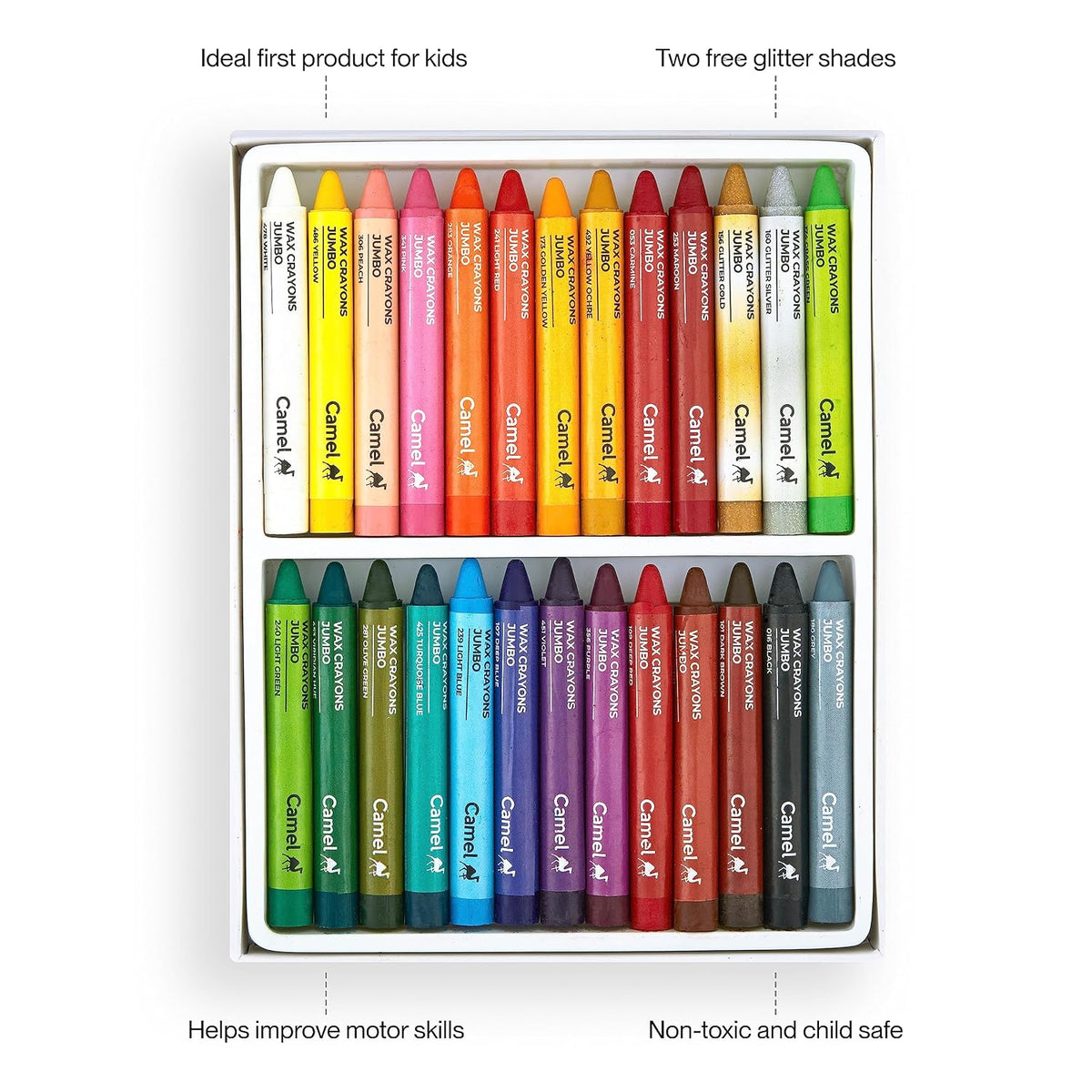 Camel Jumbo Wax Crayons 26 shades.