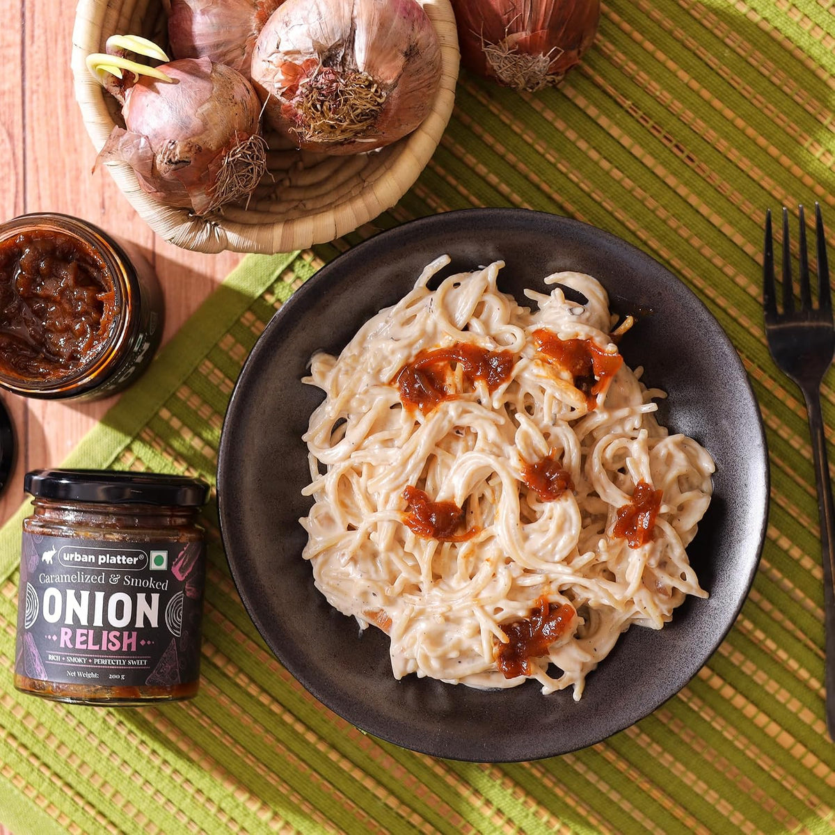 Urban Platter Caramelized & Smoked Onion Relish, 200g (Gourmet Spread, Savory-Sweet Flavour, Perfect for Sandwiches, Burgers, Cheese Boards & More)