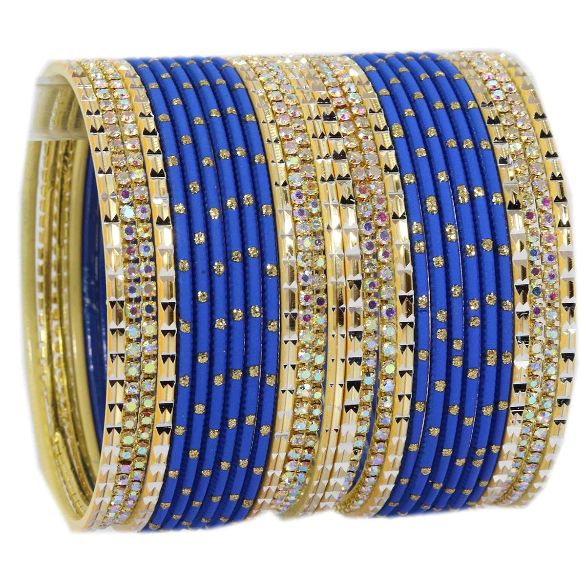 NMII Non-Precious Metal with Base Metal and Studded with Rainbow Zircon Gemstone Glossy Finished Traditional Bangle set for Women and Girls
