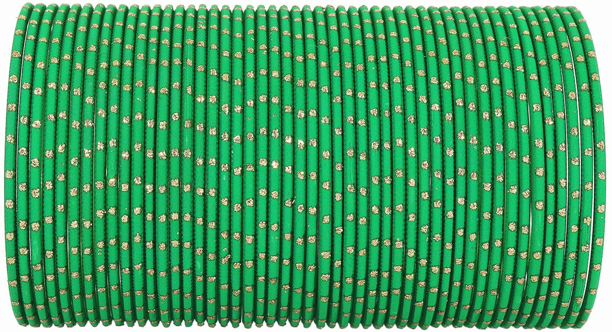 NMII Glossy Metal Bangle Set for Women & Girls on Wedding (Green-2.6)