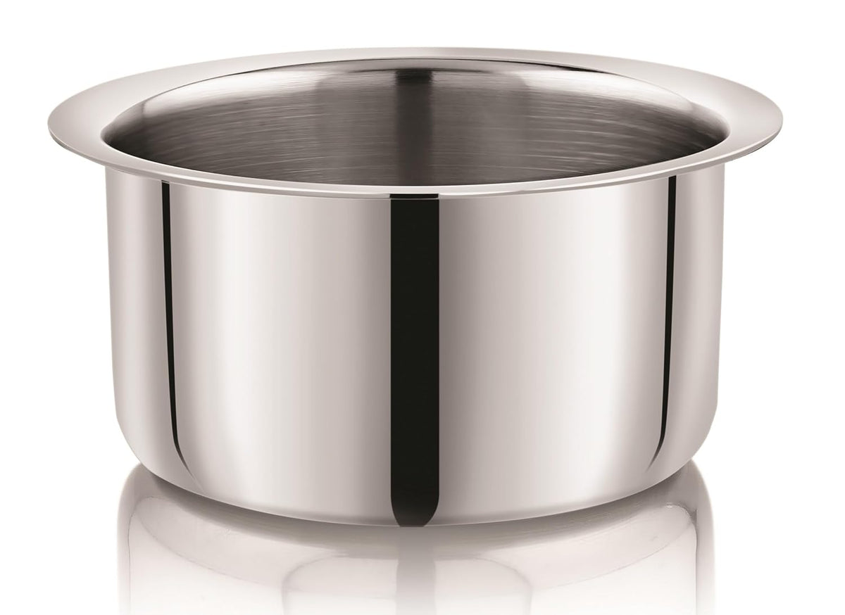 Vinod Brand Claro Heavy Gauge Stainless Steel Plain Tope, 1.5 MMCapacity 900 Ml