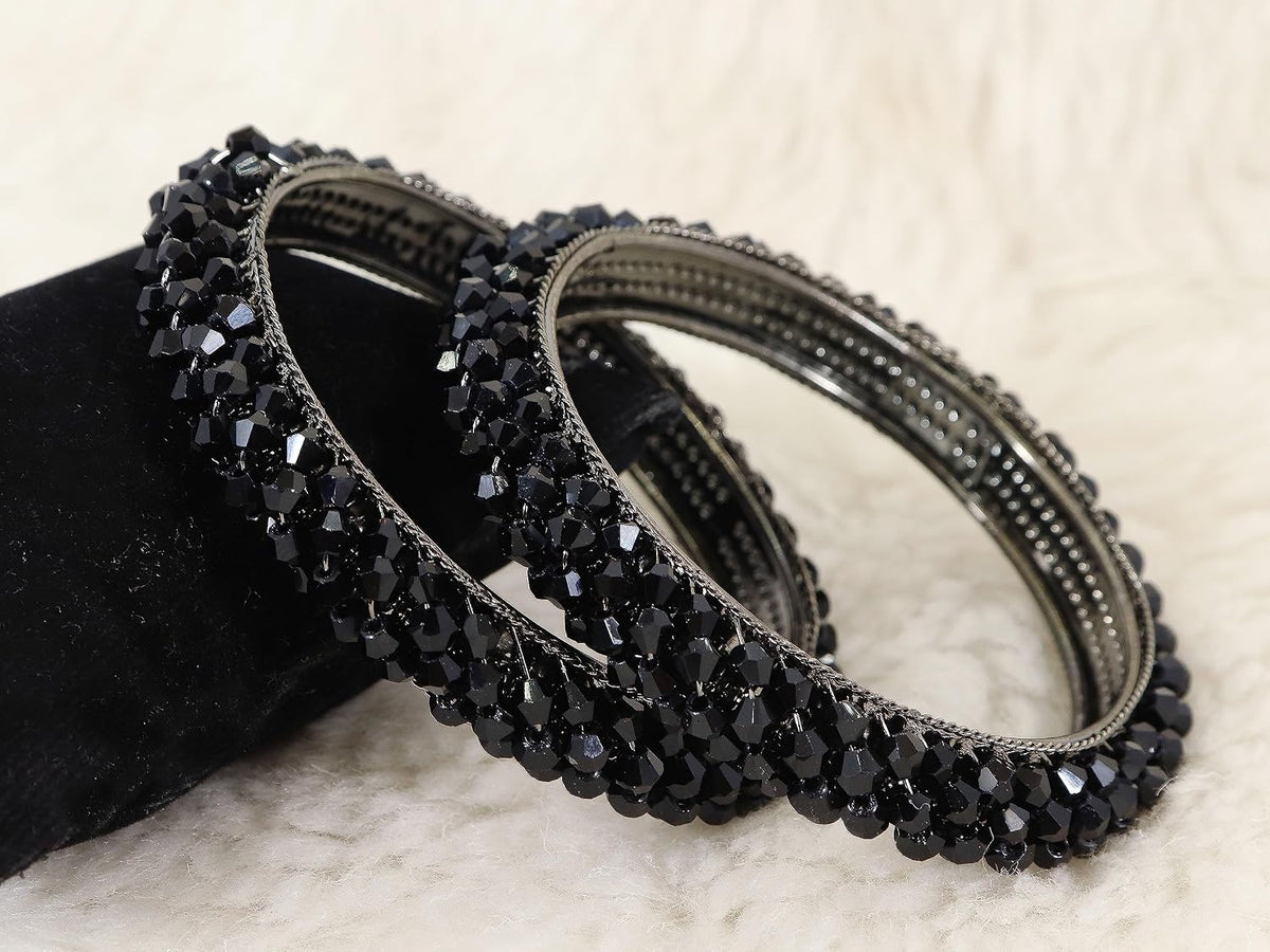 NMII Metal with Pearls Bangles Bracelet Set For Girls & Women I Pack of 2 Bangle