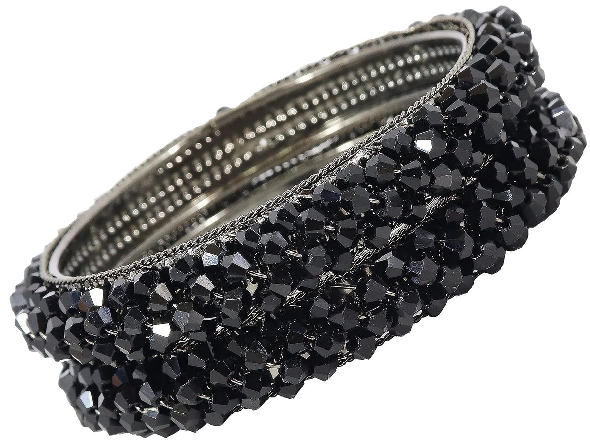 NMII Metal with Pearls Bangles Bracelet Set For Girls & Women I Pack of 2 Bangle