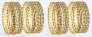 NMII Non-Precious Metal Base Metal with Zircon Gemstone and Twisted Glossy Finished Bangle Set For Women and Girls