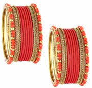 NMII Traditional Alloy Metal With Zircon Gemstone & Beads Chuda Bangles Set For Women & Girls | Designer Chuda For Women | Ethnic Chuda Set | Wedding, Pooja, Party, Everyday, Occasion