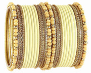 NMII Traditional Alloy Metal With Zircon Gemstone & Beads Chuda Bangles Set For Women & Girls | Designer Chuda For Women | Ethnic Chuda Set | Wedding, Pooja, Party, Everyday, Occasion