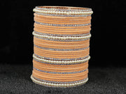 NMII Metal with Cubic Zirconia and Pearls Velvet Bangles For Women and Girls