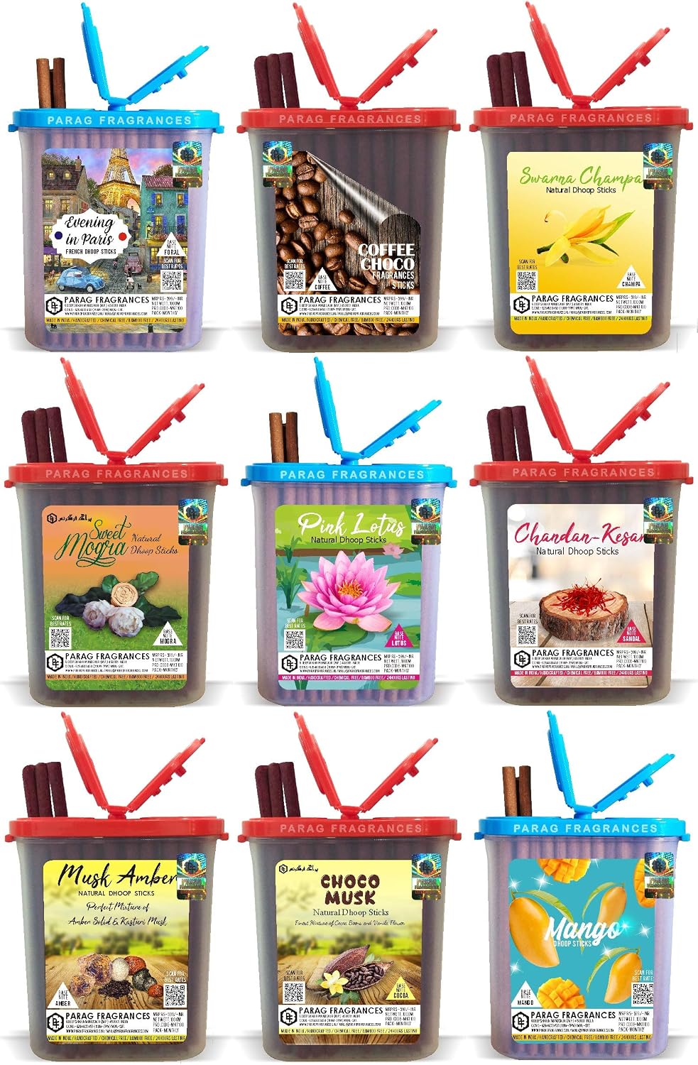 Parag fragrances Hand Crafted, Long Lasting South Champa Natural Essential oils and Herbs Premium Dhoop Sticks for Prayer (Without Charcoal and Bamboo) 200gm Pack