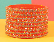 NMII Acrylic (Plastic) With Zircon Gemstone Studded Premium and Traditional Glossy Finished Bangle Set For Women and Girls