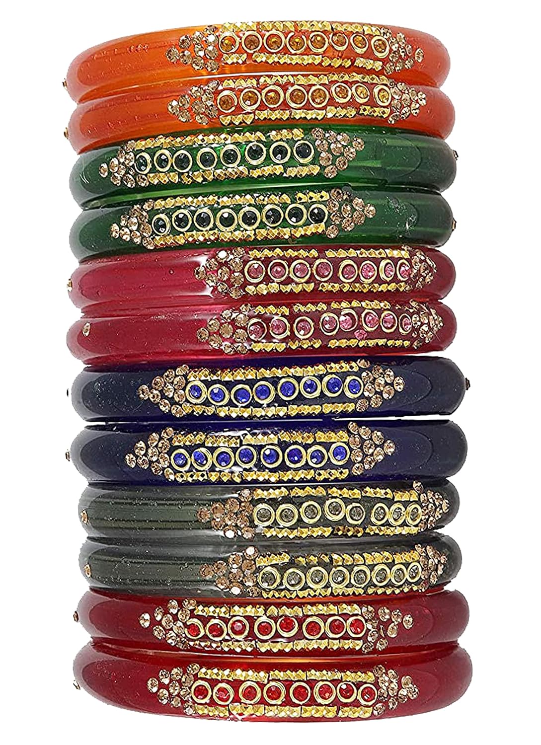 NMII Colourful Women's Bangles Set Studded with Zircon Gemstone & Beads | Daily use, Wedding, Party, Office | Bangles For Women Traditional | Girls fashion Jewellery