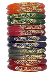 NMII Colourful Women's Bangles Set Studded with Zircon Gemstone & Beads | Daily use, Wedding, Party, Office | Bangles For Women Traditional | Girls fashion Jewellery