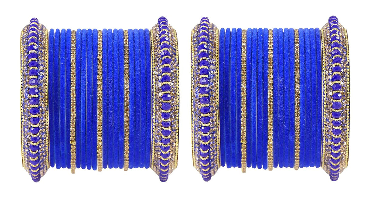 NMII Traditional Plain Metal Bangles with Golden Zircon Stone For Women & Girls | Chuda Set For Bridal Women Wedding, Party, Occasion | Golden Chuda | Metal Bangles For Women- Set of 30