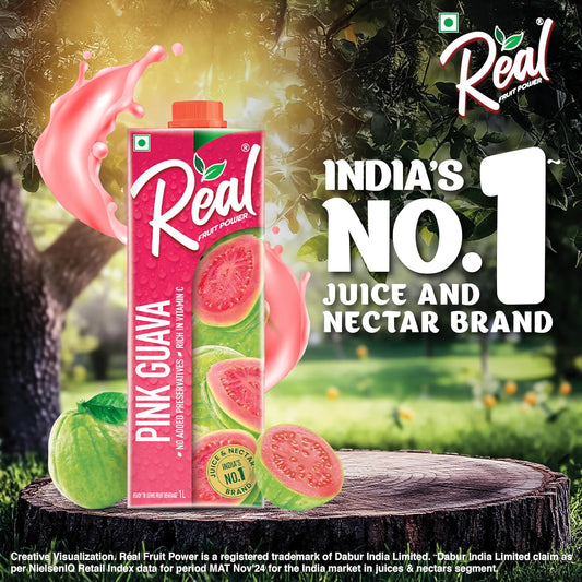 DABUR Real Pink Guava With No Added Preservatives And Artifical Colours -1 L