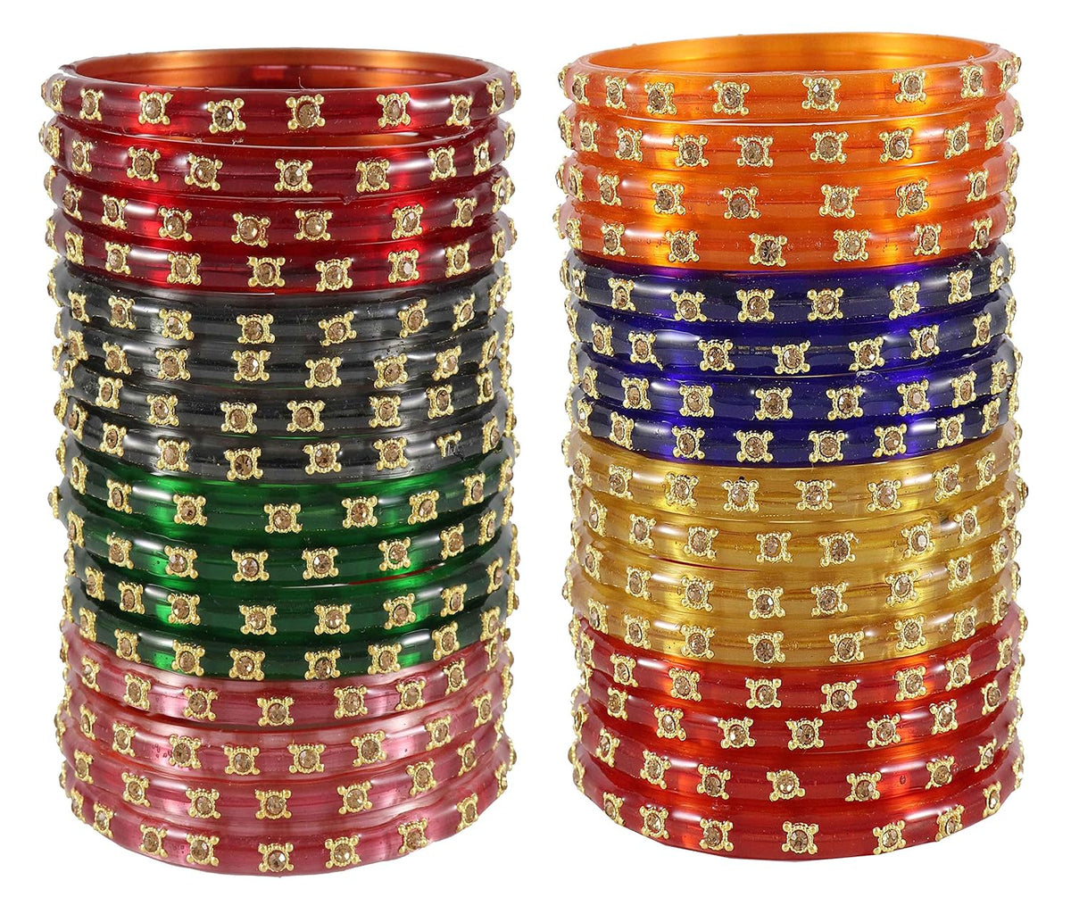 NMII Colourful Women's Bangles Set Studded with Zircon Gemstone & Beads | Daily use, Wedding, Party, Office | Bangles For Women Traditional | Girls fashion Jewellery