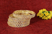 NMII Latest Metal Bangles Set For Women & Girls with Zircon Diamond & Kundan Stone | Trendy Girl's Bangles Bracelet Kada | Stylish Chudi Kangan For Women Wedding, Party, Festive, Everyday- Set of 4