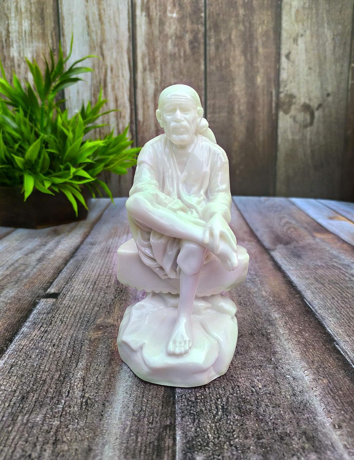 SHINDE EXPORTS Shirdi Saibaba Marble Idol for car Dashboard and Gifting (6 inches)