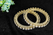 NMII Premium Gold Plated Metal American Diamond Bangles Set For Women & Girls | Pacheli Kada For Women | Traditional Golden Bangles Kada For Wedding, Party, Occasion Jewellery- Set of 2