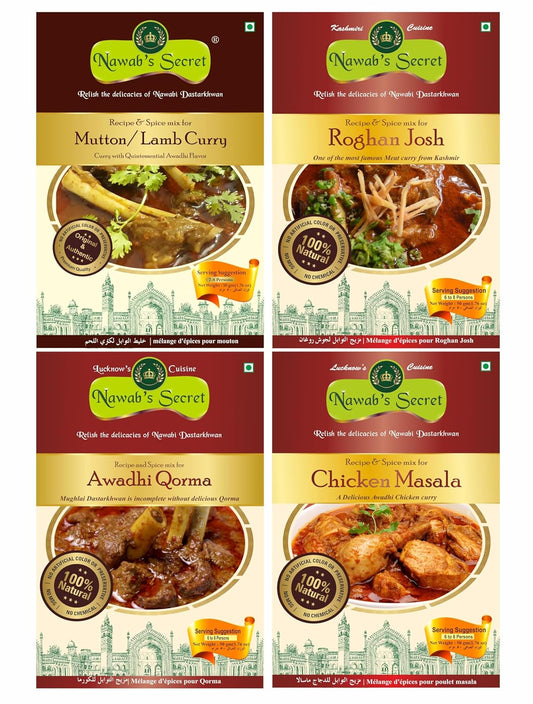 Nawab's Secret Gravy Combo(Qorma, Roghan Josh, Mutton curry, Chicken curry Masala), 200 gms(Pack of 4)
