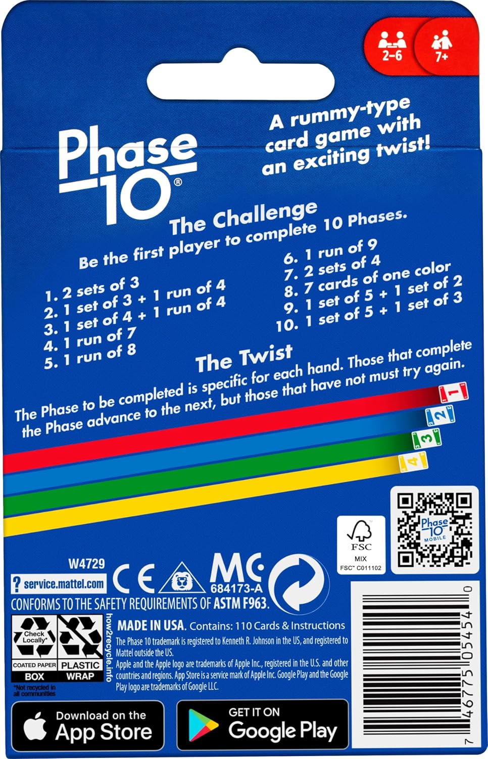 Mattel Games Bjdesign Phase 10 Card Game