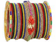 NMII Metal With Zircon Gemstone and Beads Studded Velvet Bangles For Women and Girls