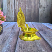 SHINDE EXPORTS Shirdi Saibaba Figure Golden Brass Diya for puja for Home Decor (5 inches Ashirwad Diya)