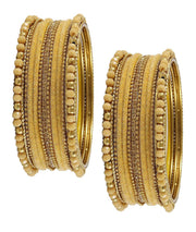 NMII Metal with Zircon Gemstone, Pearls and Beads Studded Glossy Finished Bangle Set For Women and Girls
