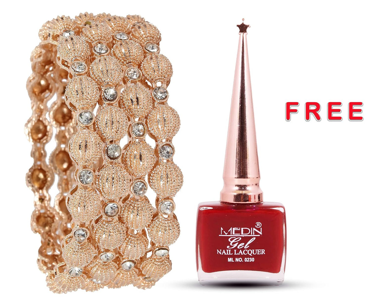 NMII Metal with Zircon Gemstone Kada Set For Women and Girls