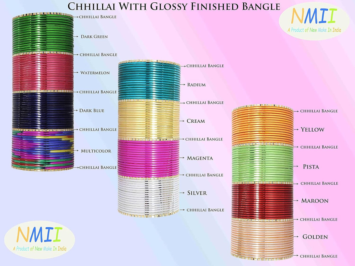 NMII Non-Precious Metal Base Metal With Cutting and Colourful Plane Bangles Set For Women and Girls
