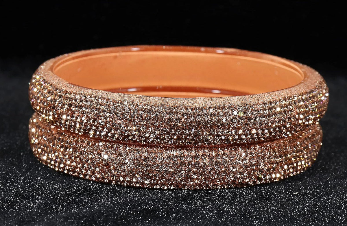 NMII Glass with Zircon Gemstone and Glitter Kada Set For Women and Girls