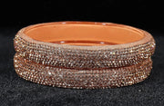 NMII Glass with Zircon Gemstone and Glitter Kada Set For Women and Girls