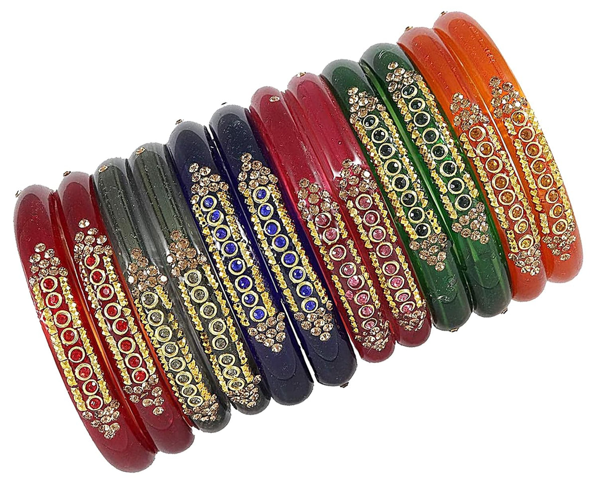 NMII Colourful Women's Bangles Set Studded with Zircon Gemstone & Beads | Daily use, Wedding, Party, Office | Bangles For Women Traditional | Girls fashion Jewellery