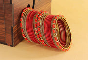 NMII Traditional Alloy Metal With Zircon Gemstone & Beads Chuda Bangles Set For Women & Girls | Designer Chuda For Women | Ethnic Chuda Set | Wedding, Pooja, Party, Everyday, Occasion