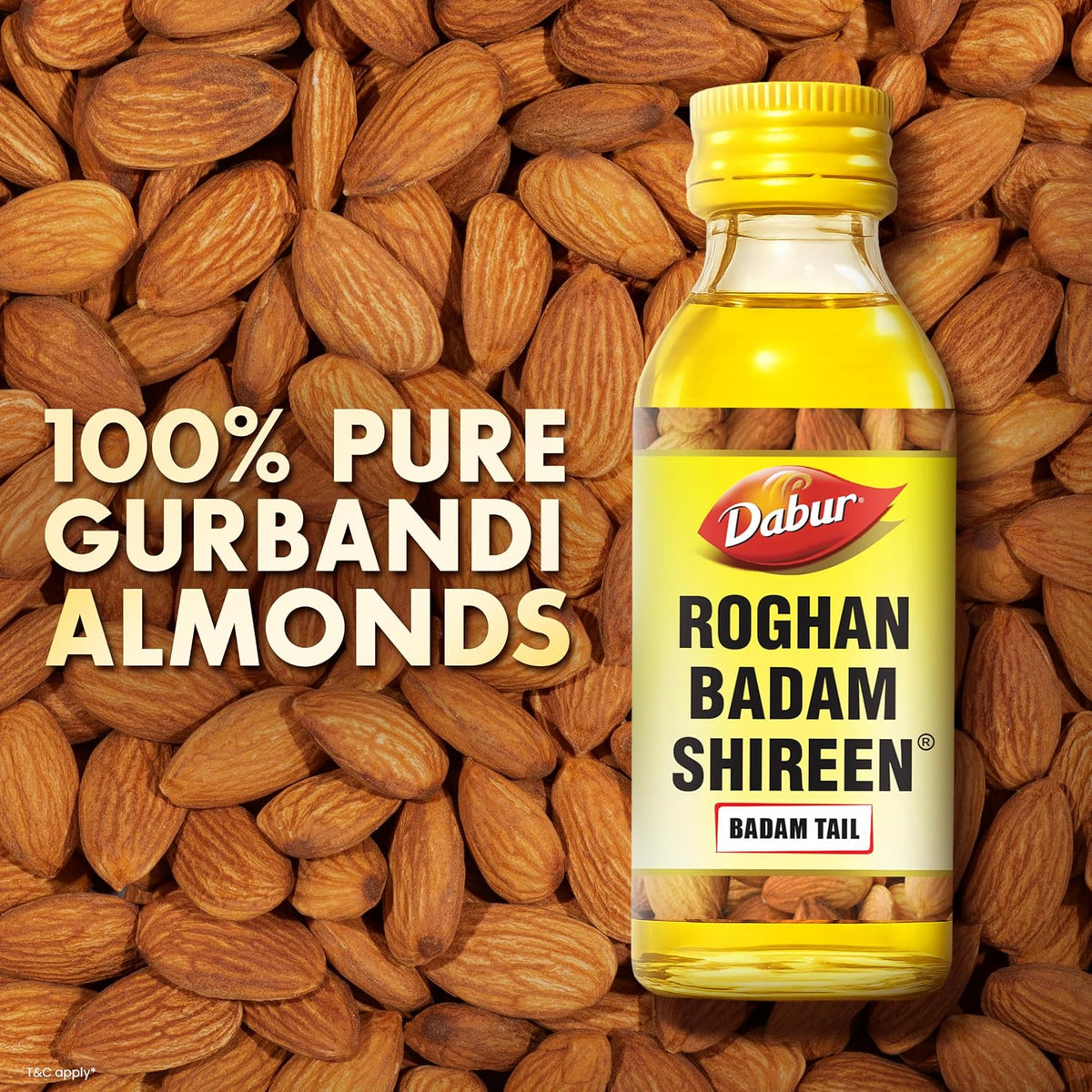 Dabur Roghan Badam Shireen - 100 ml | 100% Pure Sweet Badam Oil | Rich in Vitamin-E | For Healthy Hair & Skin | Sharpens Brain | Improves Digestion | Extracted From Almonds