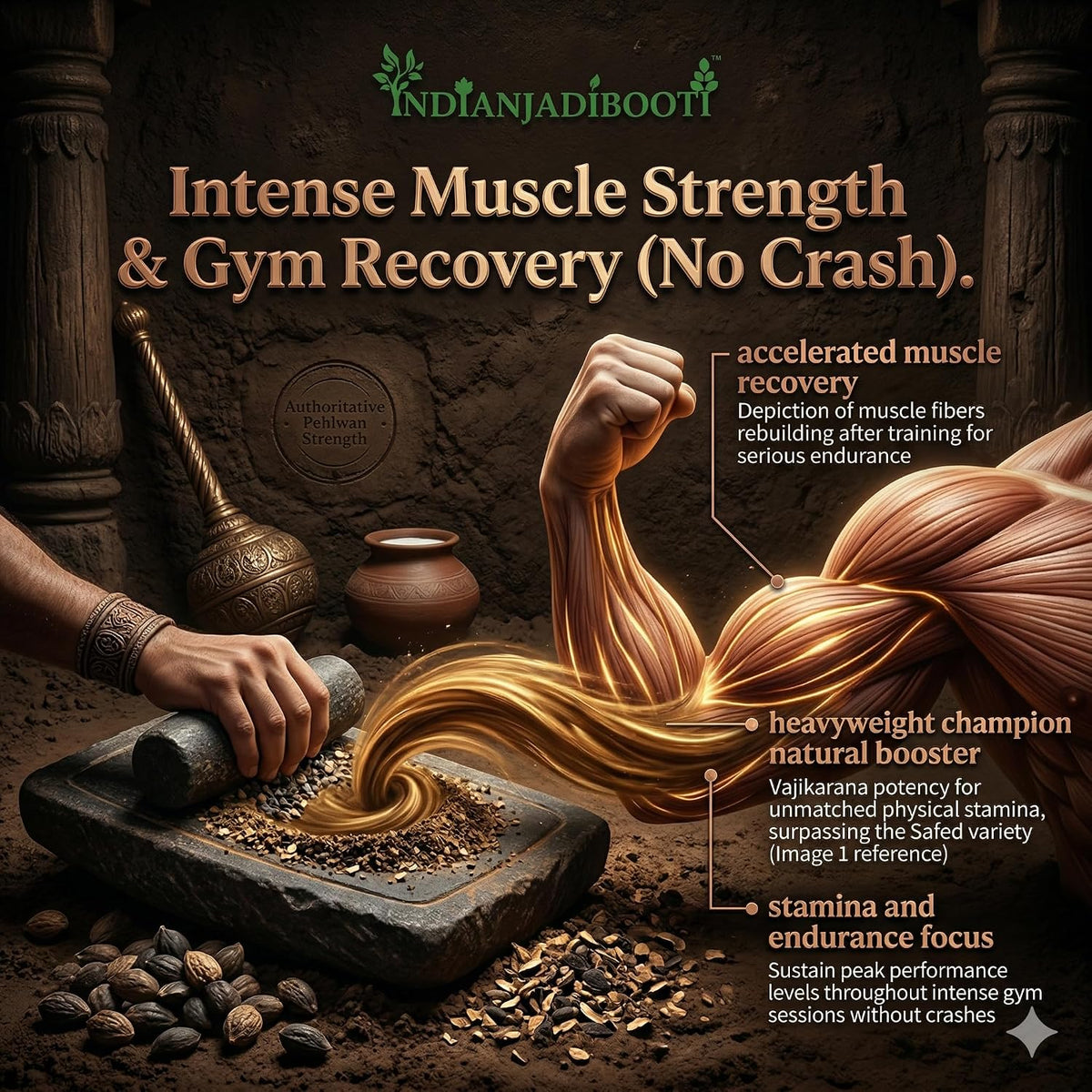 IndianJadiBooti Elite Foundational Bundle: Bhringraj, Harad Chilka, Apamarg & Kaunch – Promotes Hair Vitality, Digestive Ease, Fluid Balance & Peak Stamina – 250gm Each