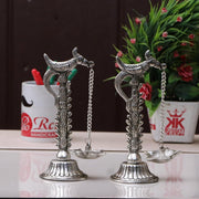 KridayKraft Parrot Design Metal Hanging with Chain Diya Pair of Parrot Design