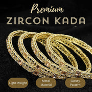 NMII Gold Plated Metal Kundan Stone & American Diamond Bangles Set For Women & Girls | AD Bangles | Traditional Bangles Set | Stone Work | Premium Design | Wedding, Party, Occasion- Set of 4