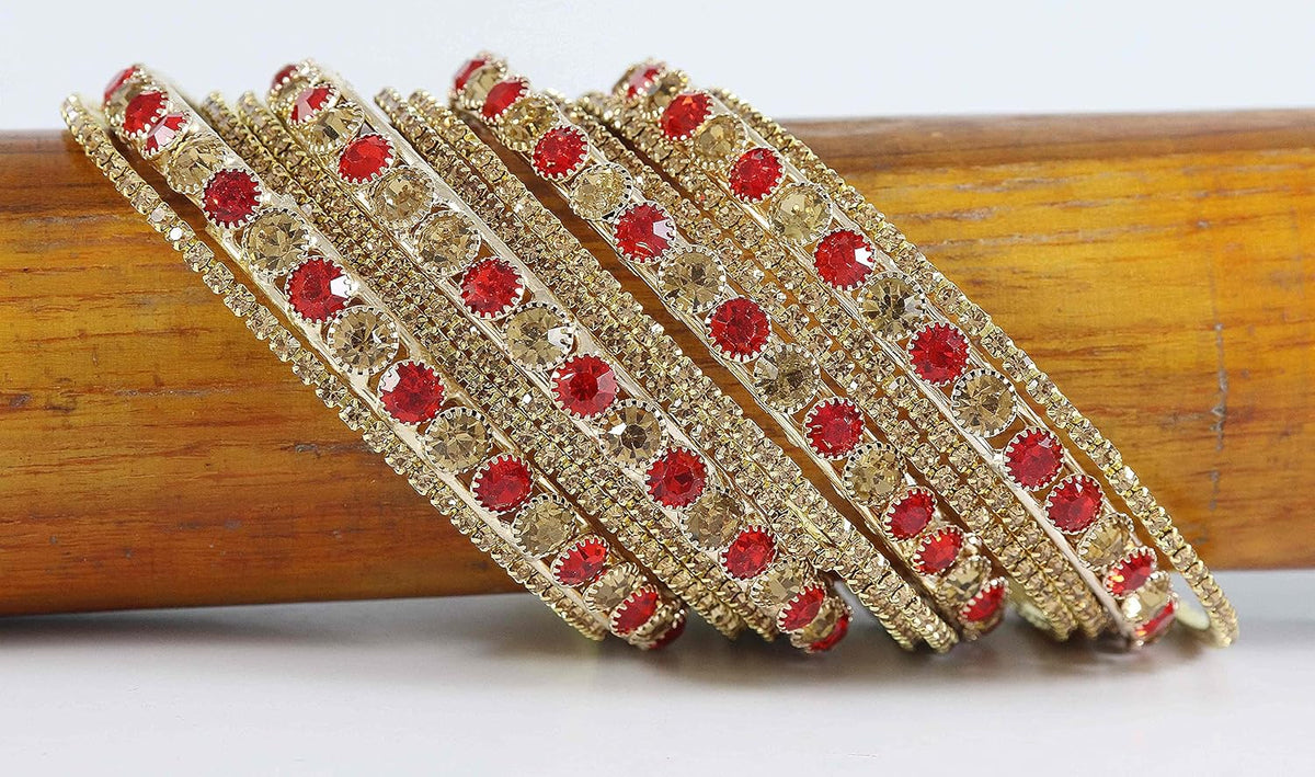 NMII Non Precoius Metal, Base Metal and Zircon Gemstone Bangle set for Women/Girls