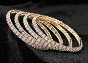 NMII Alloy Metal with Zircon Gemstone and Pearls Adorned Bangles Set For Girls and Women