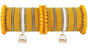 NMII Premium Gold Plated Metal Velvet Bangles Latkan Chuda Set For Bridal Women & Girls with Pearls Moti & Zircon Diamond | Dulhan Chura Fancy | Bridal Bangles Set for Wedding- Set of 70 Bangles