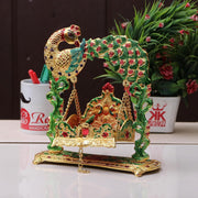 KridayKraft Metal Laddu Gopal Jhulla Palana for Janmastmi Festive Gold Plated with Meenakri Work for Your Home, Temple Office,Gift Article.