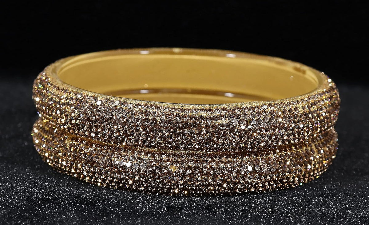 NMII Glass with Zircon Gemstone and Glitter Kada Set For Women and Girls