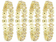 NMII Stylish American Diamond Stone Work Metal Bangles For Women & Girls | Gold Plated Bangles | Kada Set For Women | Wedding Bangles Set For Women | Latest Bangles Fashion Jewellery- Set of 4
